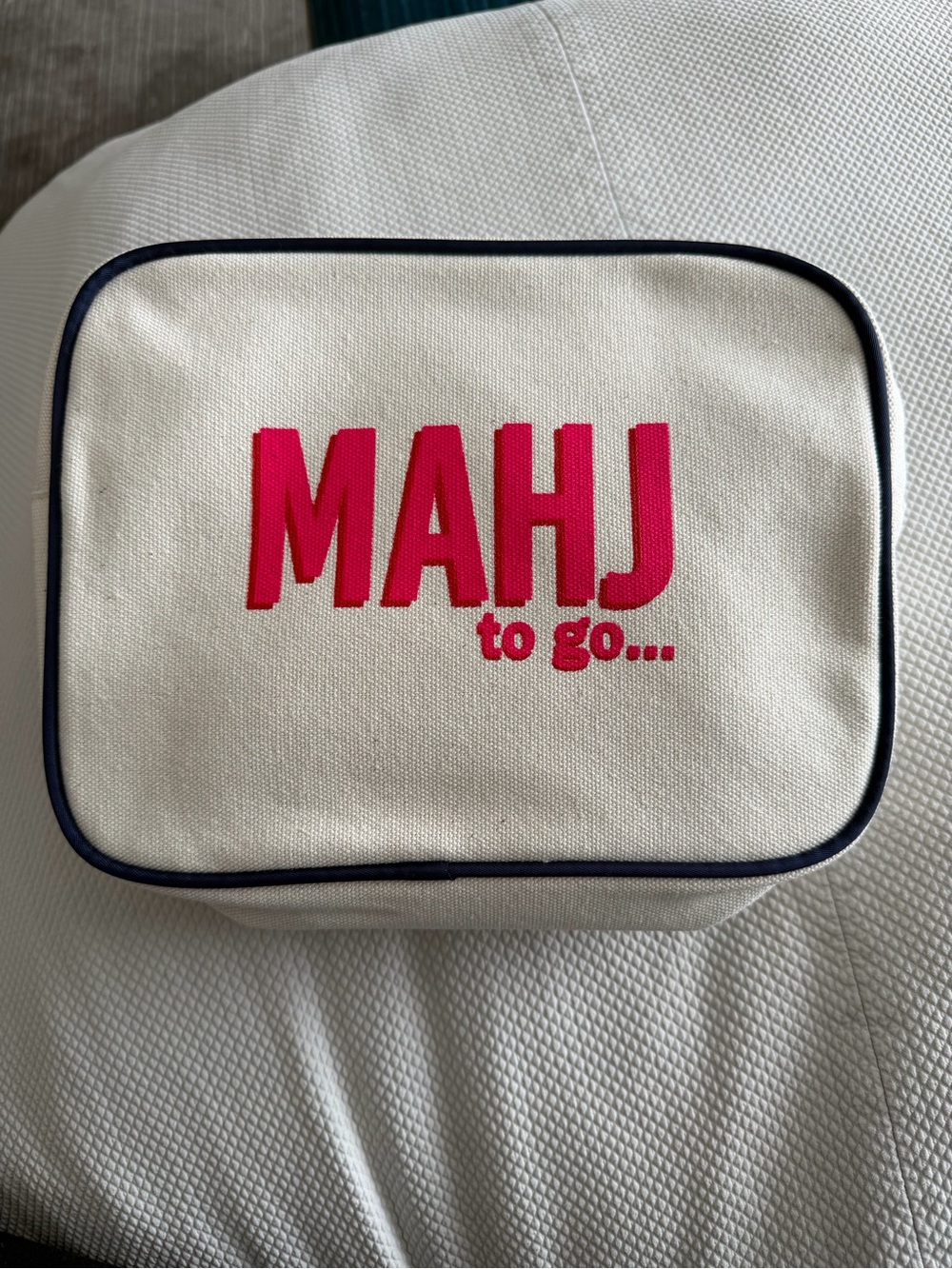 Mahjong travel set with embroidered Canvas Travel Pouch